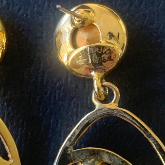 Vintage Earrings Pierced Bijoux Designs Crystal Oval Openwork Drop Dangle Z - Picture 3 of 3